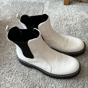 White and Black Combat Boots